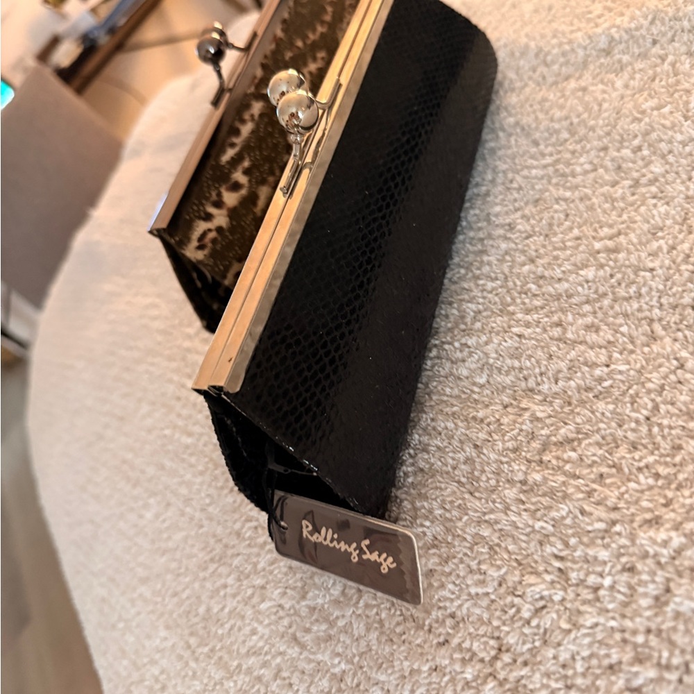 Animal Print Clutch with Silver Clasp